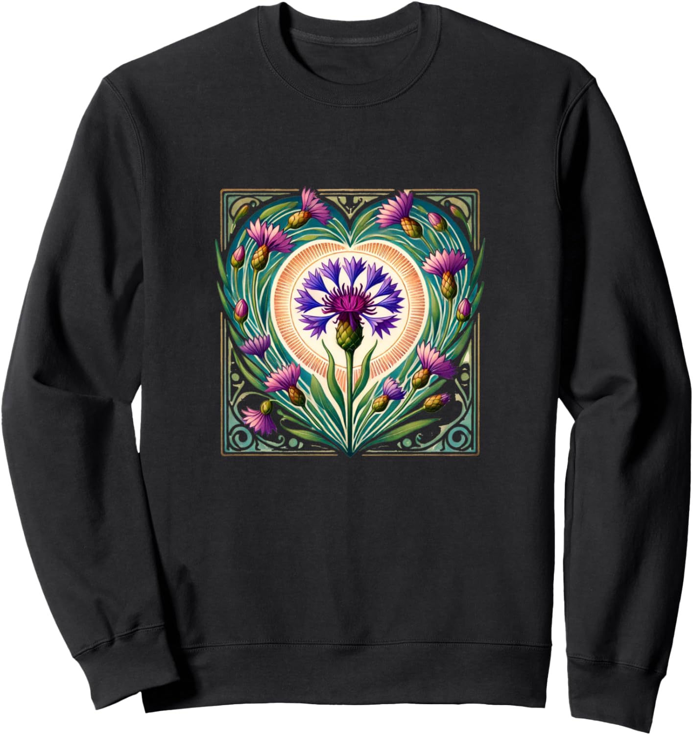 

Толстовка с изображением дракона, василька и луны Retro Cornflower Loves Snugg, черный