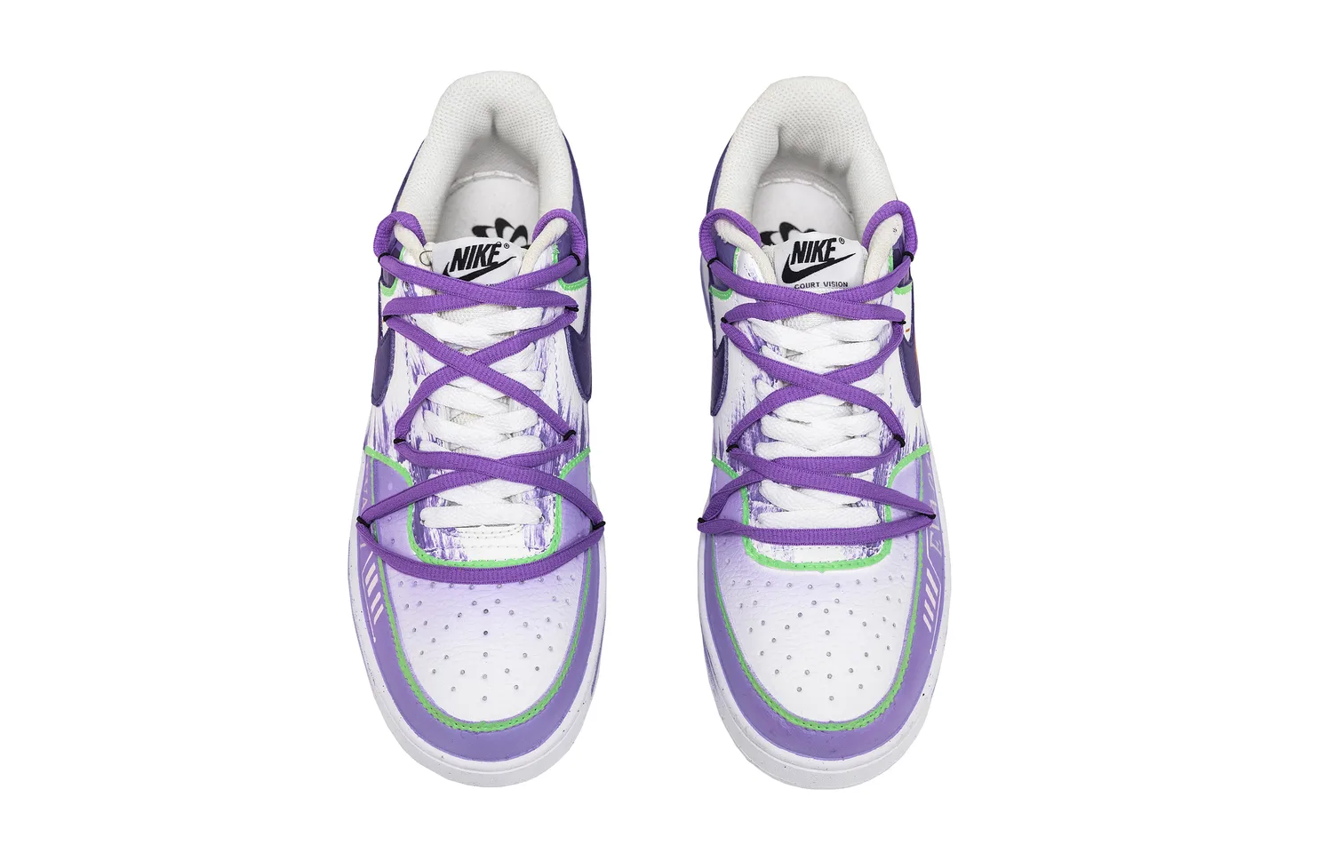 Nike Court Vision 1 Warrior Slip Resistant Abrasion Resistant низкие кроссовки для скейтбординга мужские белые фиолетовые — фото 4