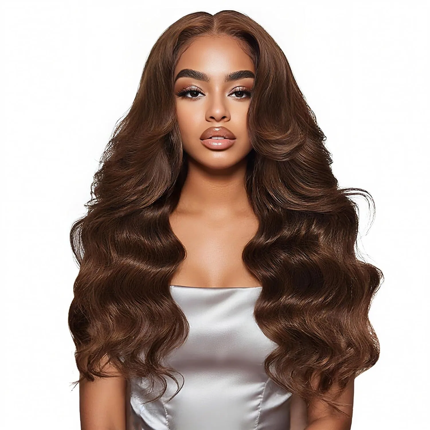 Женский парик из натуральных волос «Body Wave Glueless» от Bresilienne Alionly, Chocolate Brown
