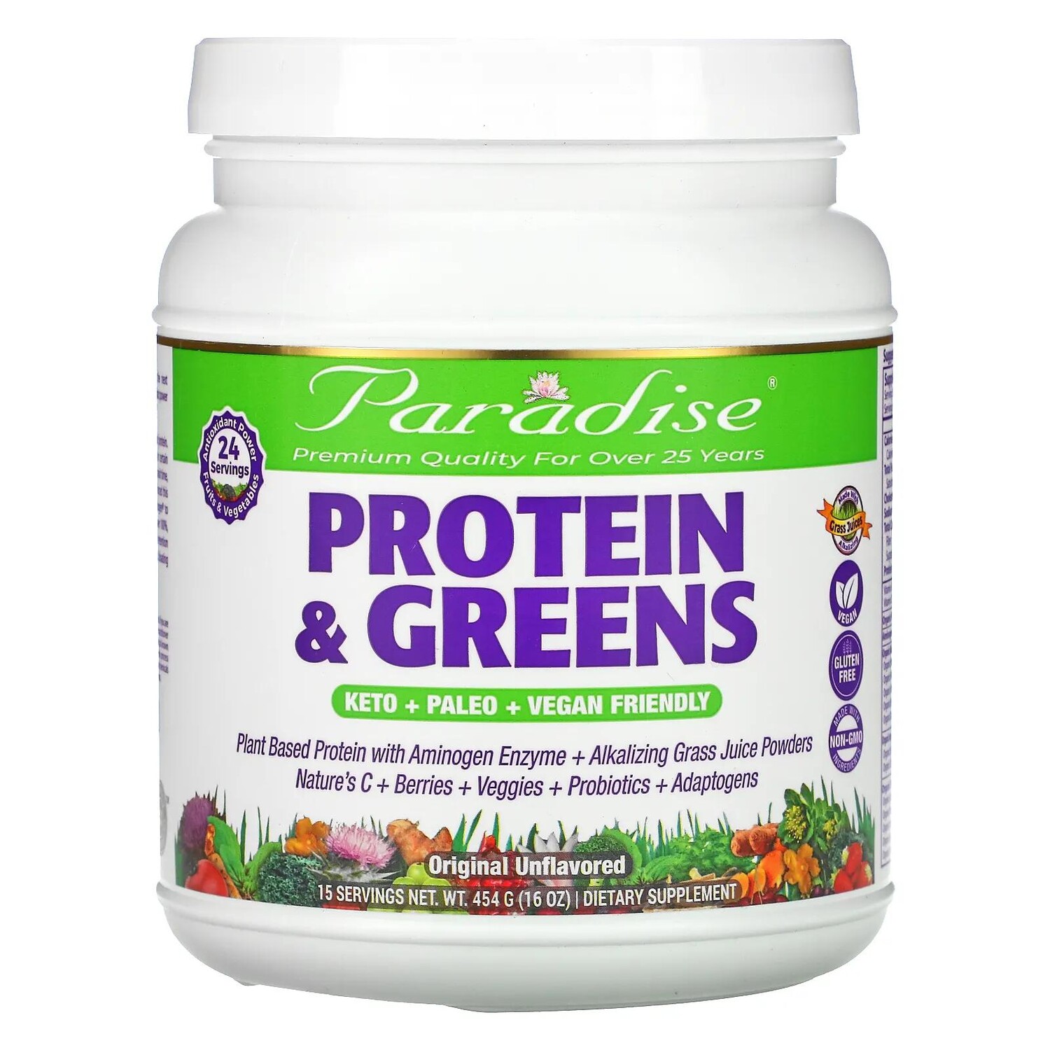 

Paradise Herbs ORAC-Energy белок и зелень оригинальный неароматизированный 16 унции (454 г)