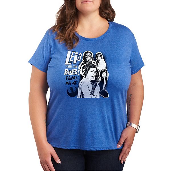

Футболка Leia & the Rebels графическая Plus size Star Wars, Heather Royal Blue