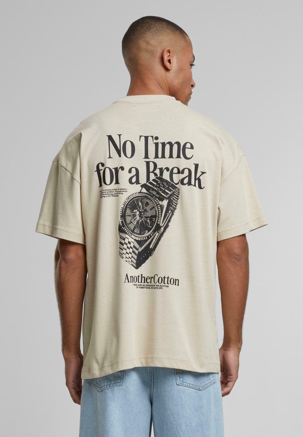 

Футболка с принтом NO TIME FOR A BREAK OVERSIZE UNISEX Another Cotton Lab, бежевый