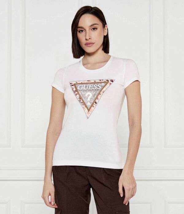 

Футболка с изображением гепарда Slim fit Guess Jeans, белый