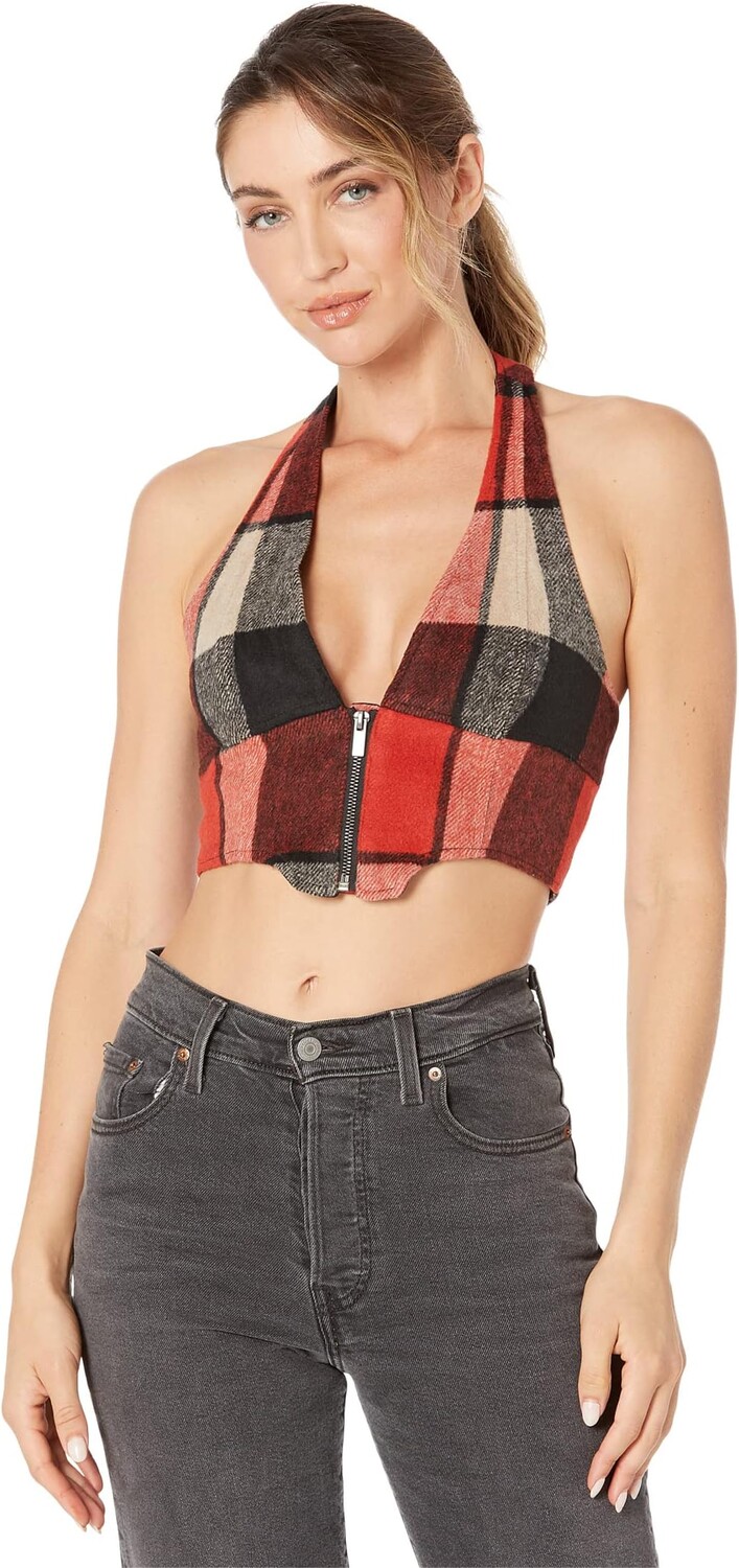 

Топ AFRM Neva Zip Corset Top, цвет Red/Black/Tan Plaid