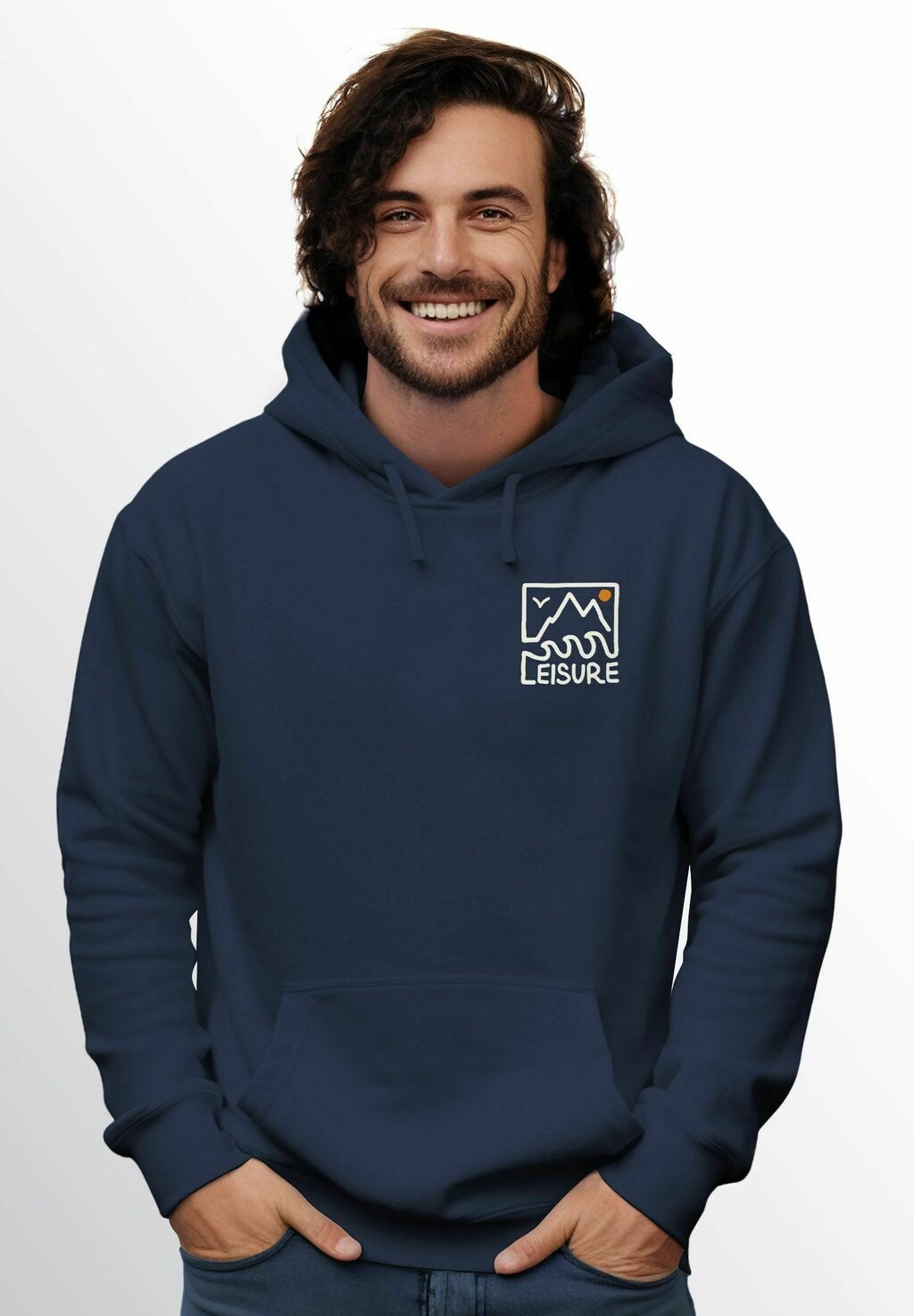 

Толстовка с капюшоном WANDERN BERGE NATUR AUFDRUCK PRINT OUTDOOR FASHION Neverless, синий