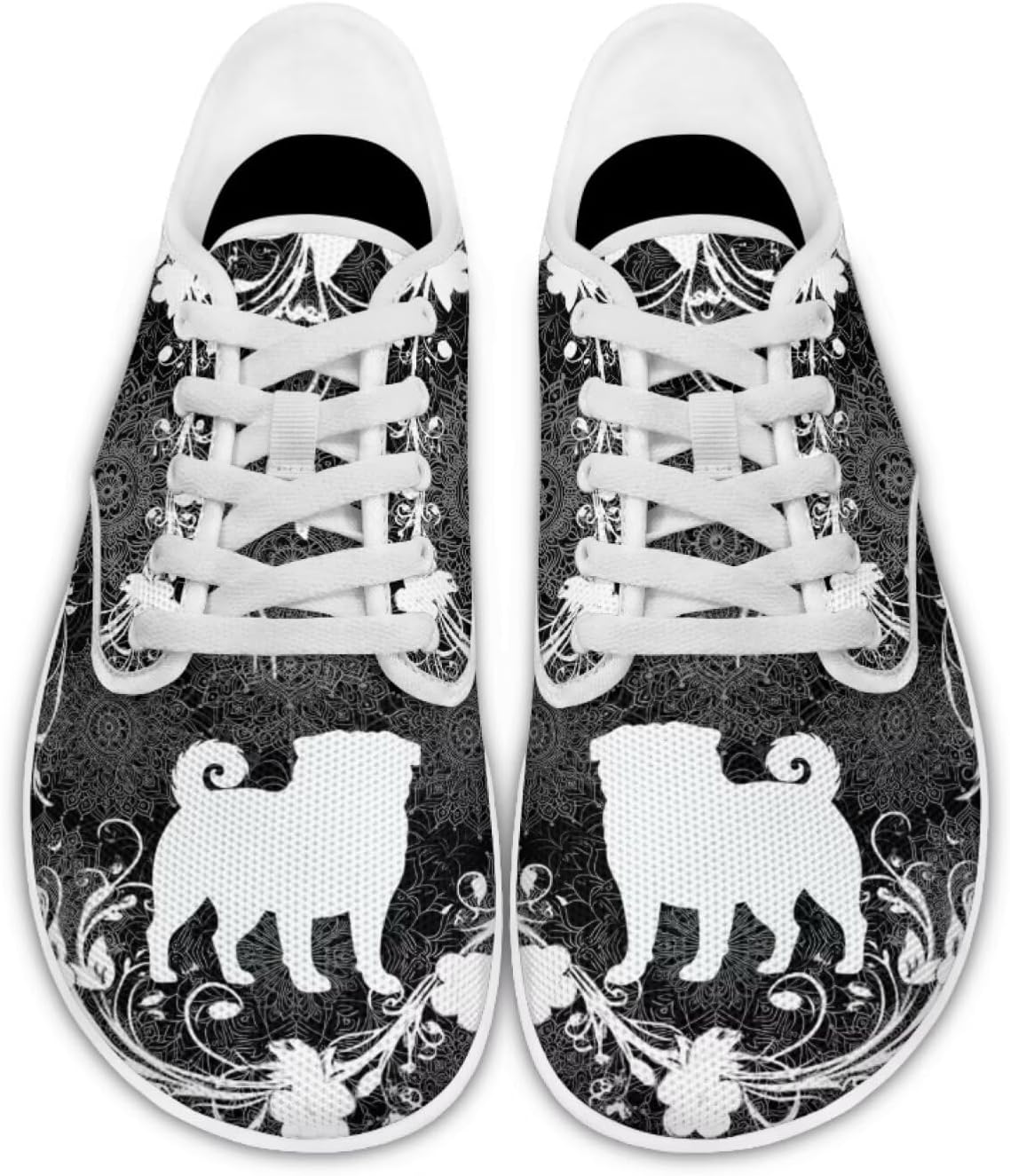 

Кроссовки для ходьбы с широким носком, обувь для ходьбы Pointodoor, Pug Boho Mandala Print