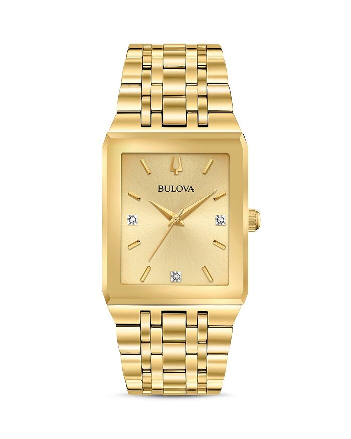 

Часы Bulova Futuro Quadra с золотистым браслетом и звеньями, 30 x 45 мм, золотой