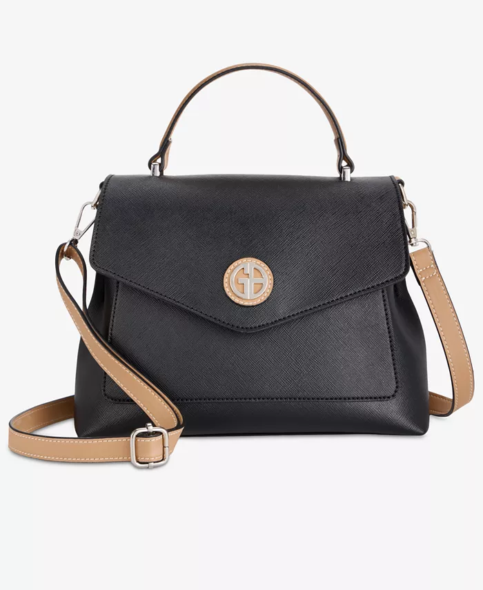

Сумка Saffiano Top Handle Flap Small с верхней ручкой и возможностью ношения через плечо Giani Bernini, черный