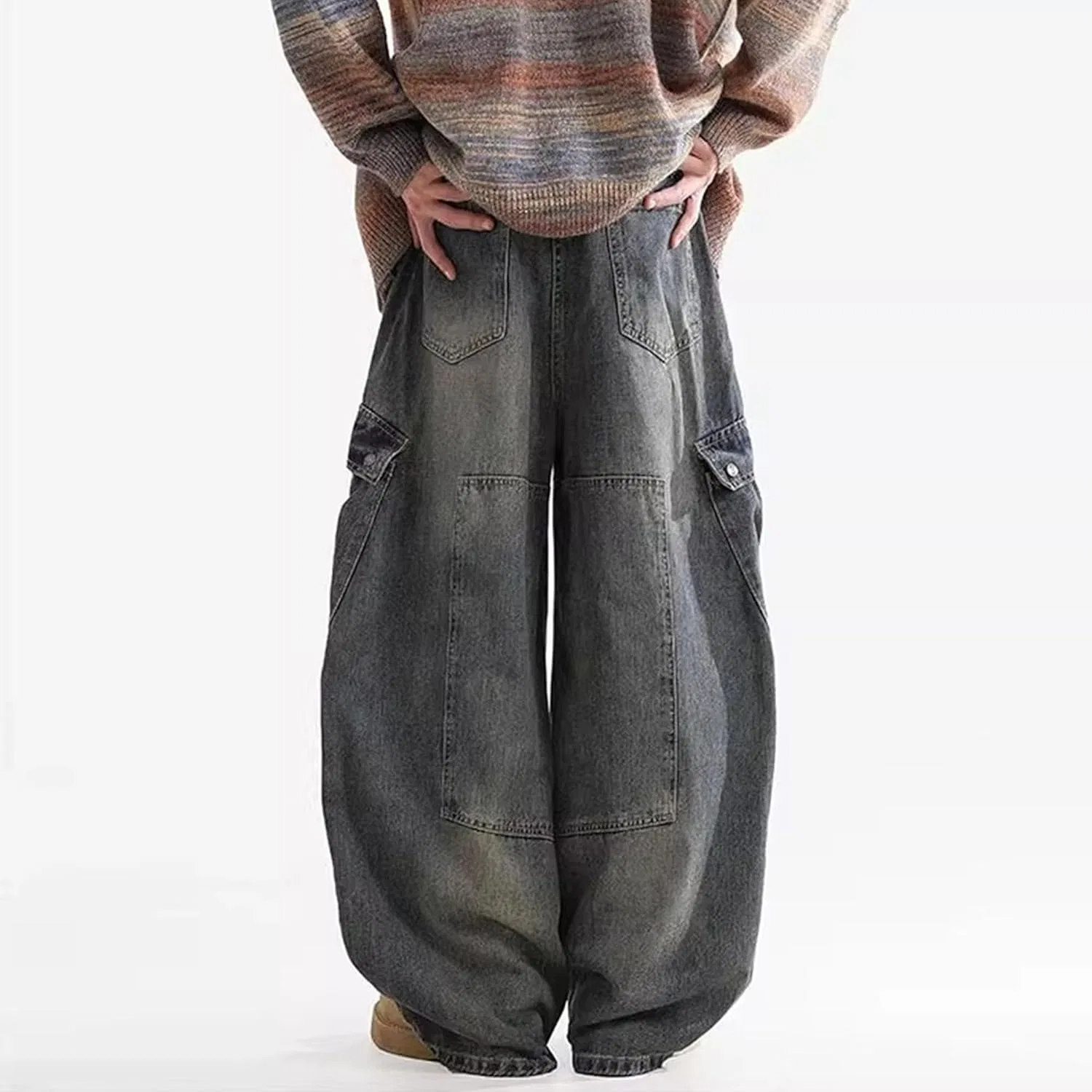 Джинсы свободные Baggy Barrel, Ретро Синий — фото 4