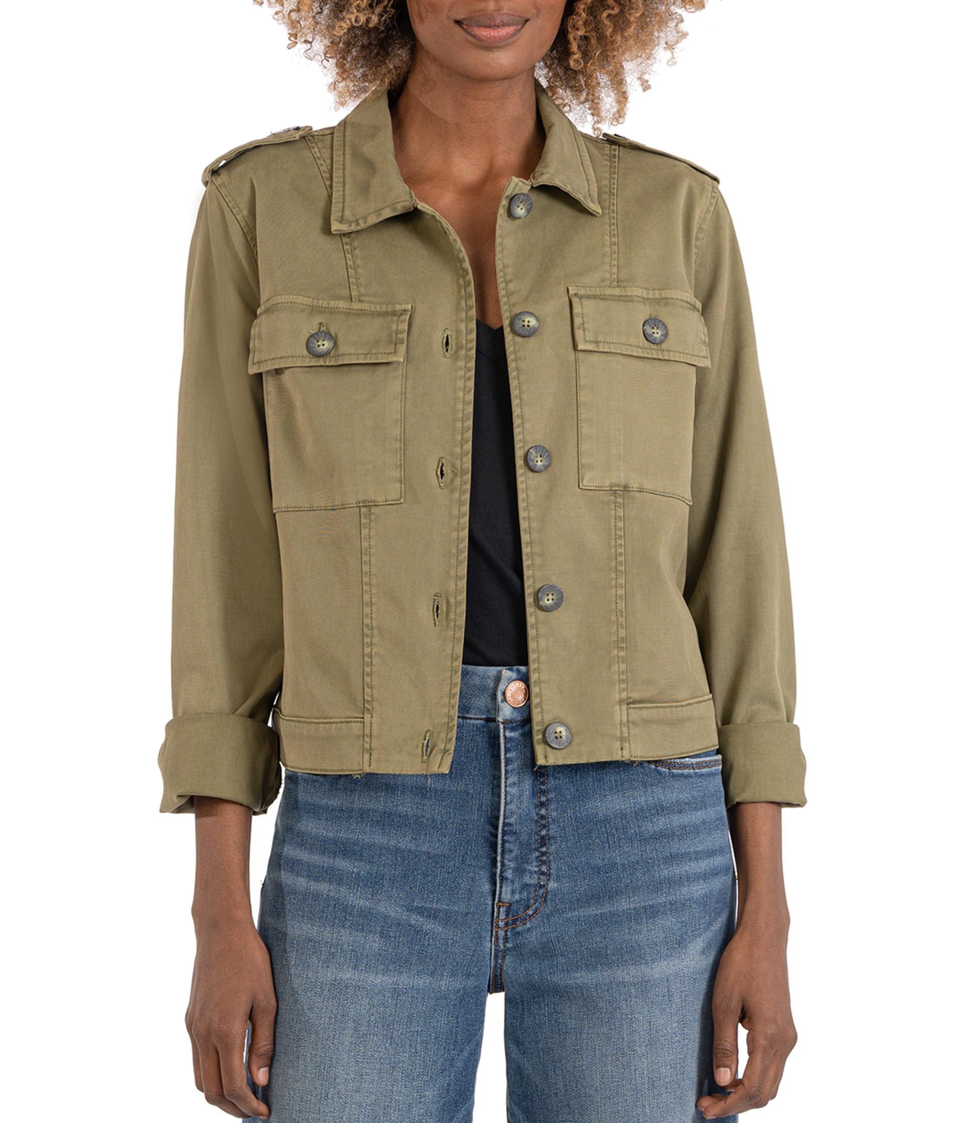 

Куртка KUT from the Kloth Rosalyn Flap Pockets Trucker Jacket, оливковый