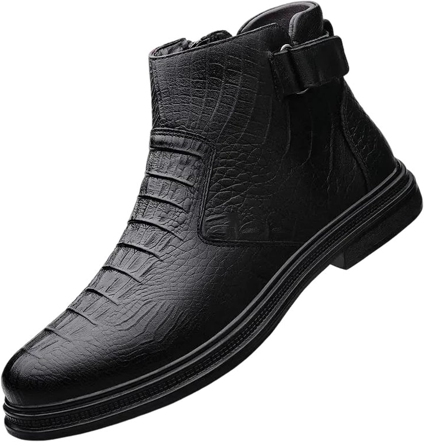 

Мужские зимние ботинки до щиколотки, классический стиль, натуральная кожа, боковая молния, прочные, для активного отдыха и прогулок, теплые повседневные ботинки Generic, белый