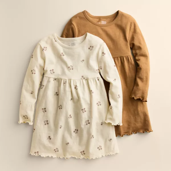 

Комплект из 2 платьев с длинным рукавом для девочки Little Co. By Lauren Conrad, цвет tan simple wildflower