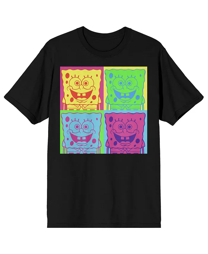 

Футболка с коротким рукавом и круглым вырезом Big & Tall Neon Squares, черная - 4XL SpongeBob SquarePants, черный