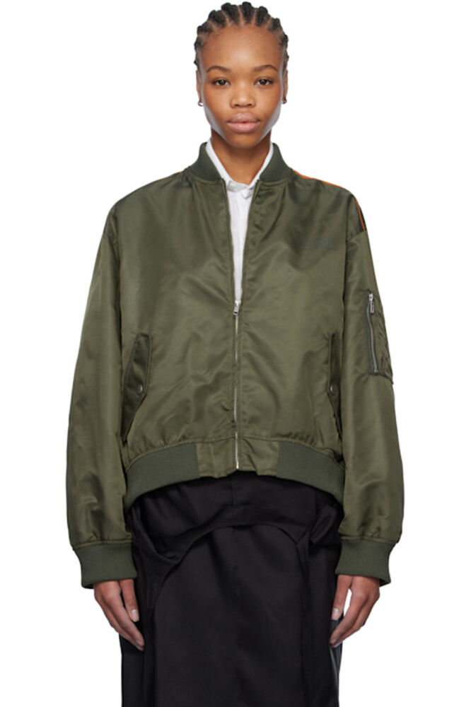 

Куртка-бомбер цвета хаки с вставками MM6 Maison Margiela