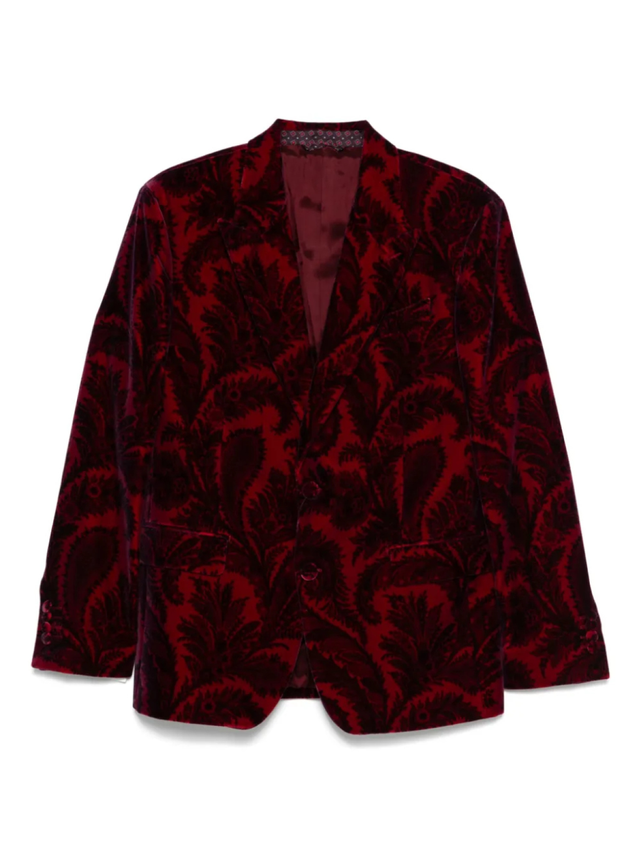 

Бархатный блейзер ETRO с узором пейсли, красный