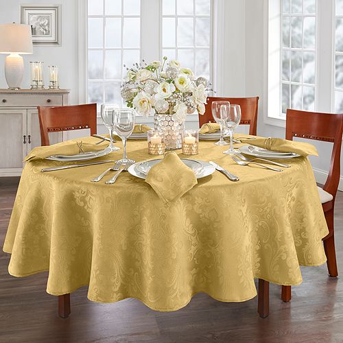 

Овальная скатерть Elrene Caiden Elegance Damask, 60 x 84 дюйма Elrene Home Fashions, цвет Gold