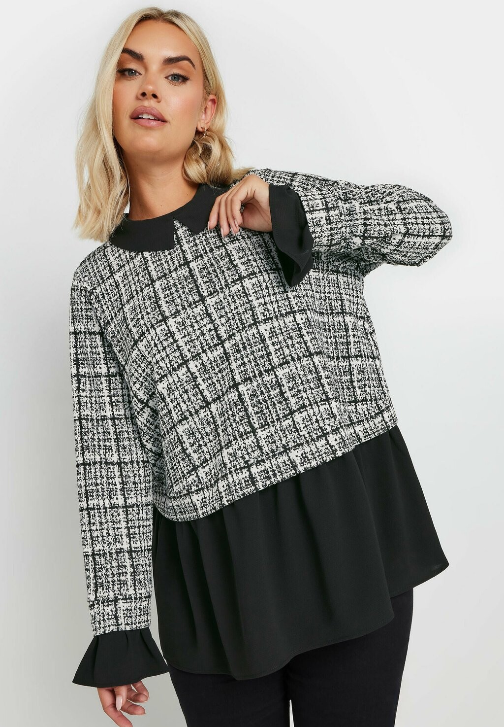 

Блуза CHECK 2-IN-1 Yours Clothing, серый