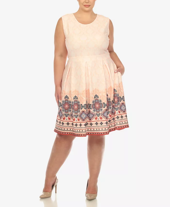 

Платье приталенное с расклешенной юбкой до колена Plus Size White Mark, оранжевый