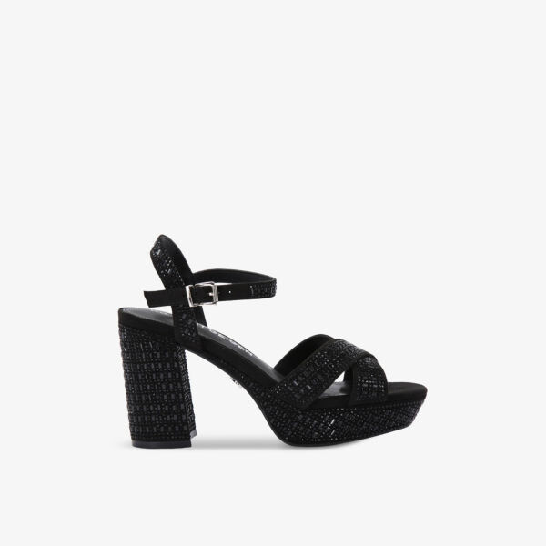 Босоножки на платформе с плетеным каблуком, украшенные бисером Fleur Kg Kurt Geiger, черный