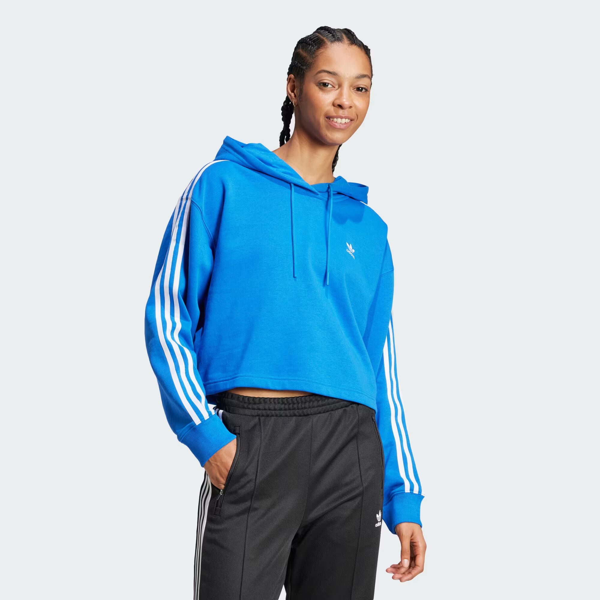 

Короткая толстовка с 3 полосками Adicolor Adidas, цвет Blue