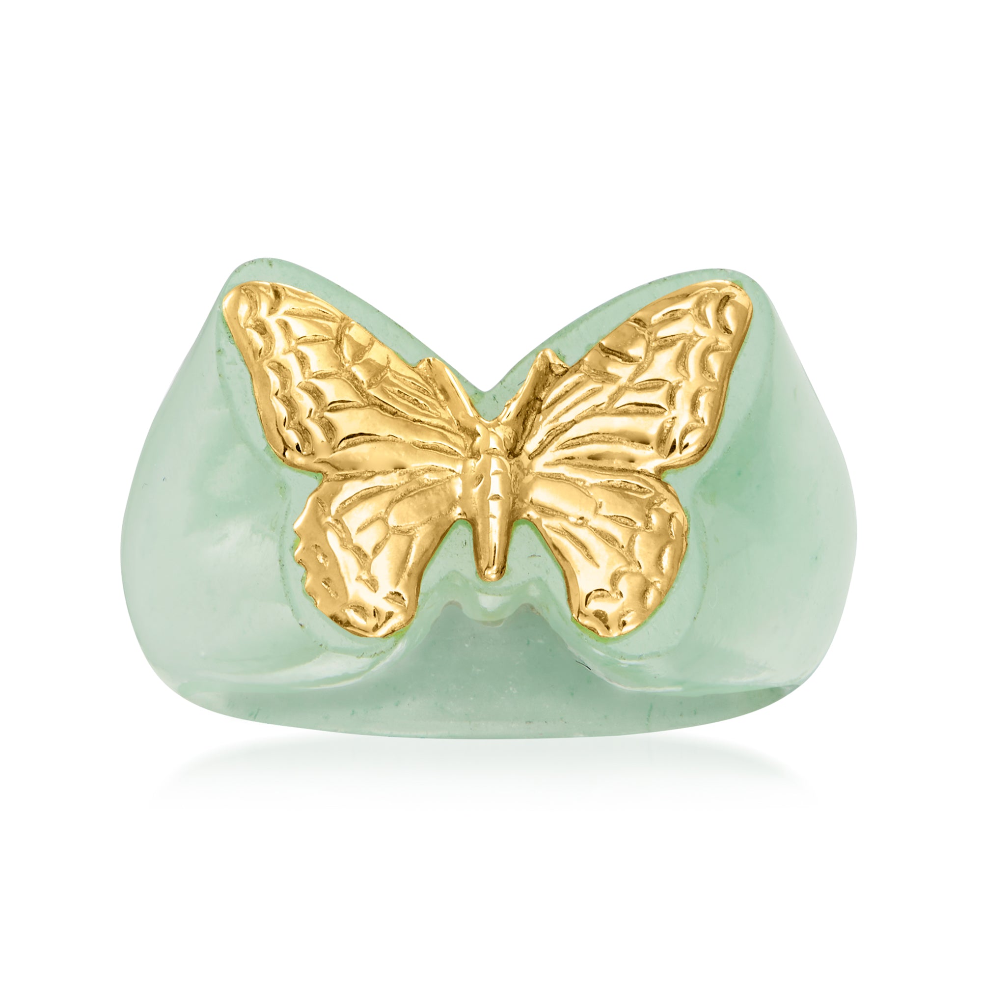 

Кольцо Ross-Simons Jade Butterfly из 14-каратного желтого золота Ross-Simons, зеленый