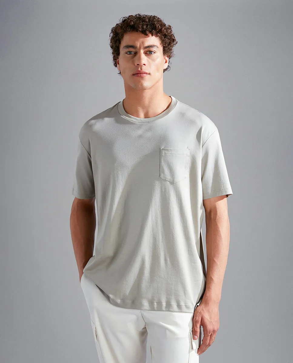 

Мужская однотонная футболка с коротким рукавом и нагрудным карманом Paul & Shark, бежевый