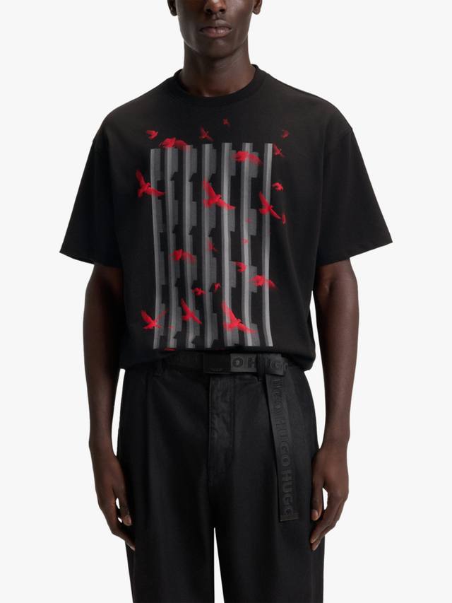 

Футболка HUGO Digraph свободного кроя с круглым вырезом из хлопка HUGO BOSS, Black