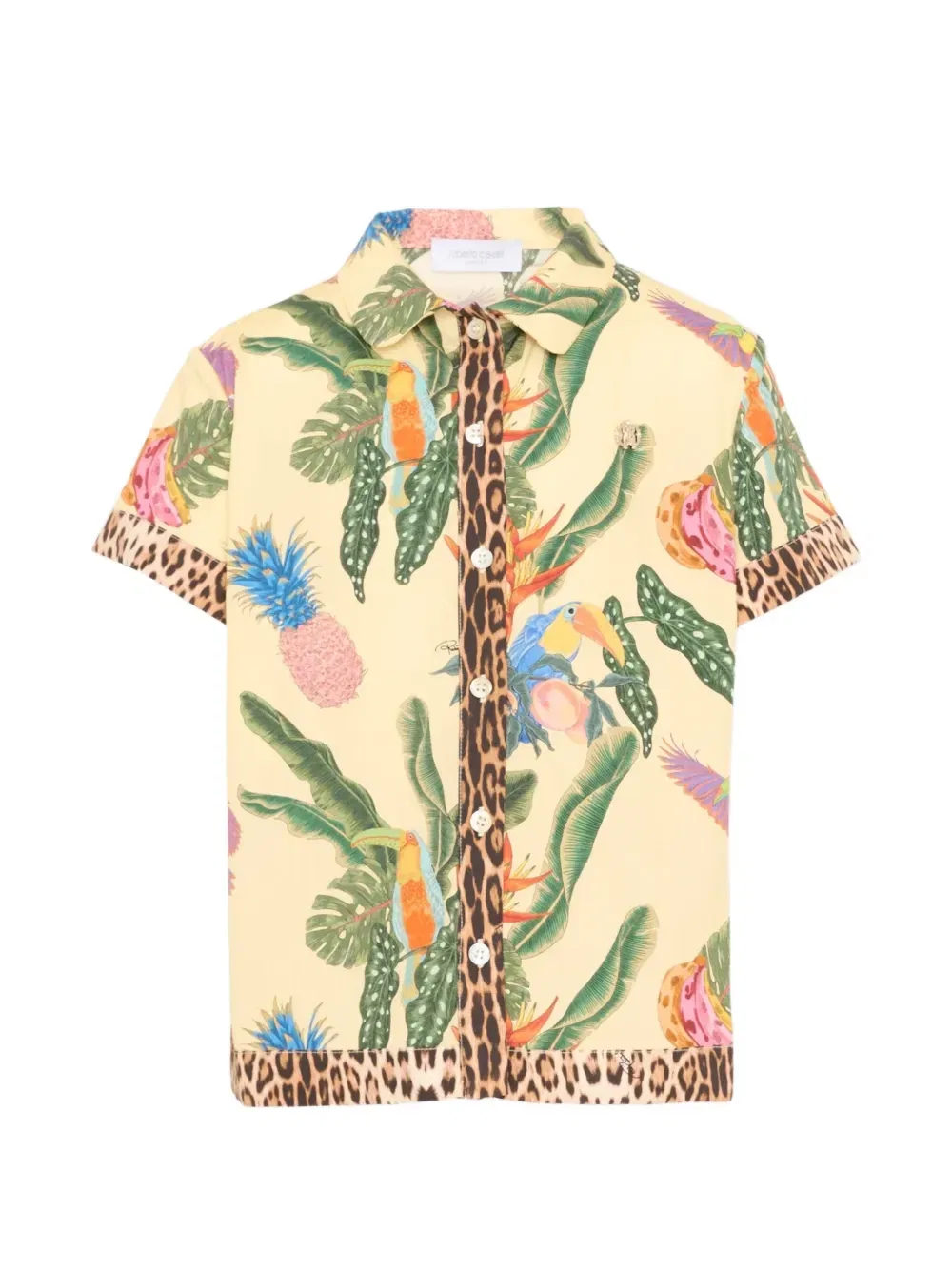 Рубашка с короткими рукавами и узором Roberto Cavalli Junior, желтый