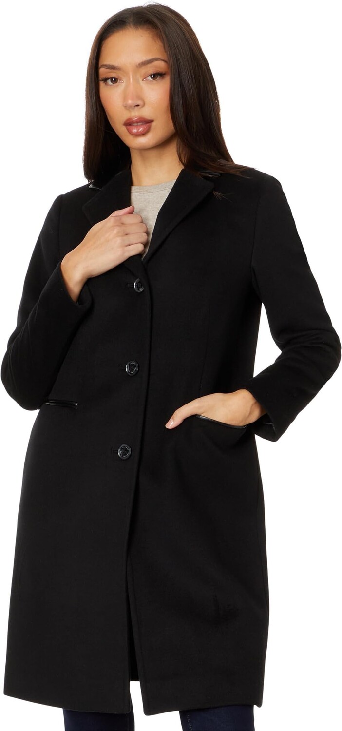 

Куртка SB Wool Faux with Leather Trim LAUREN Ralph Lauren, черный
