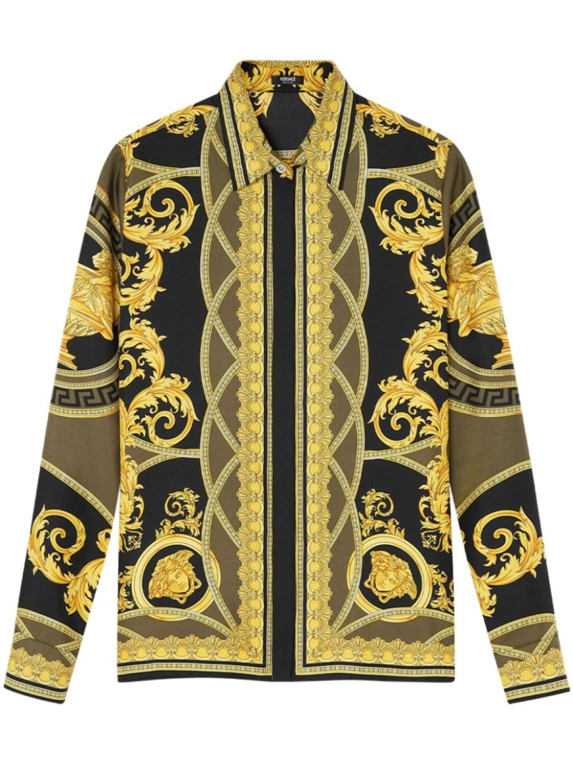 

Versace шелковая рубашка La Coupe des Dieux, желтый