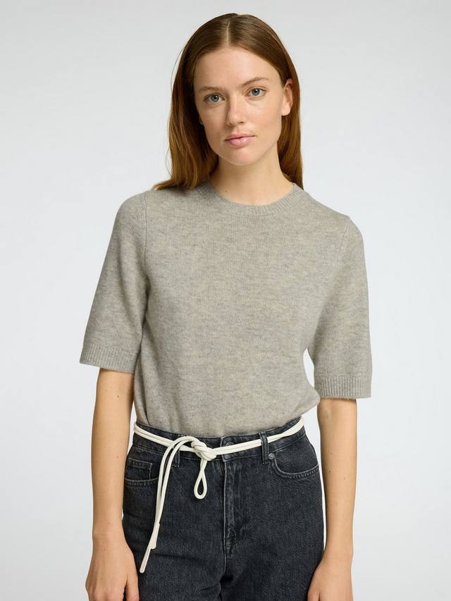 

Джемпер из шелковой шерсти с коротким рукавом SELECTED FEMME, цвет Light Grey Melange