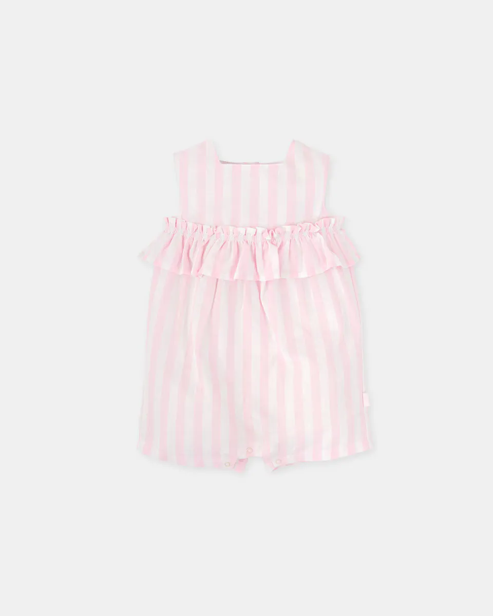 

Малышка короткий комбинезон без рукавов розовой полоски Tutto Piccolo, цвет Rosa