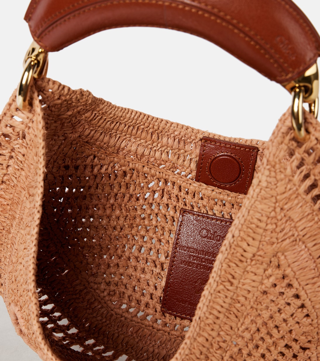Летняя банановая сумка через плечо с эффектом рафии Chloé, Summery Beige 24M — фото 3