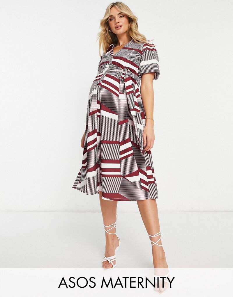

Платье-рубашка миди с поясом и поясом ASOS DESIGN Maternity
