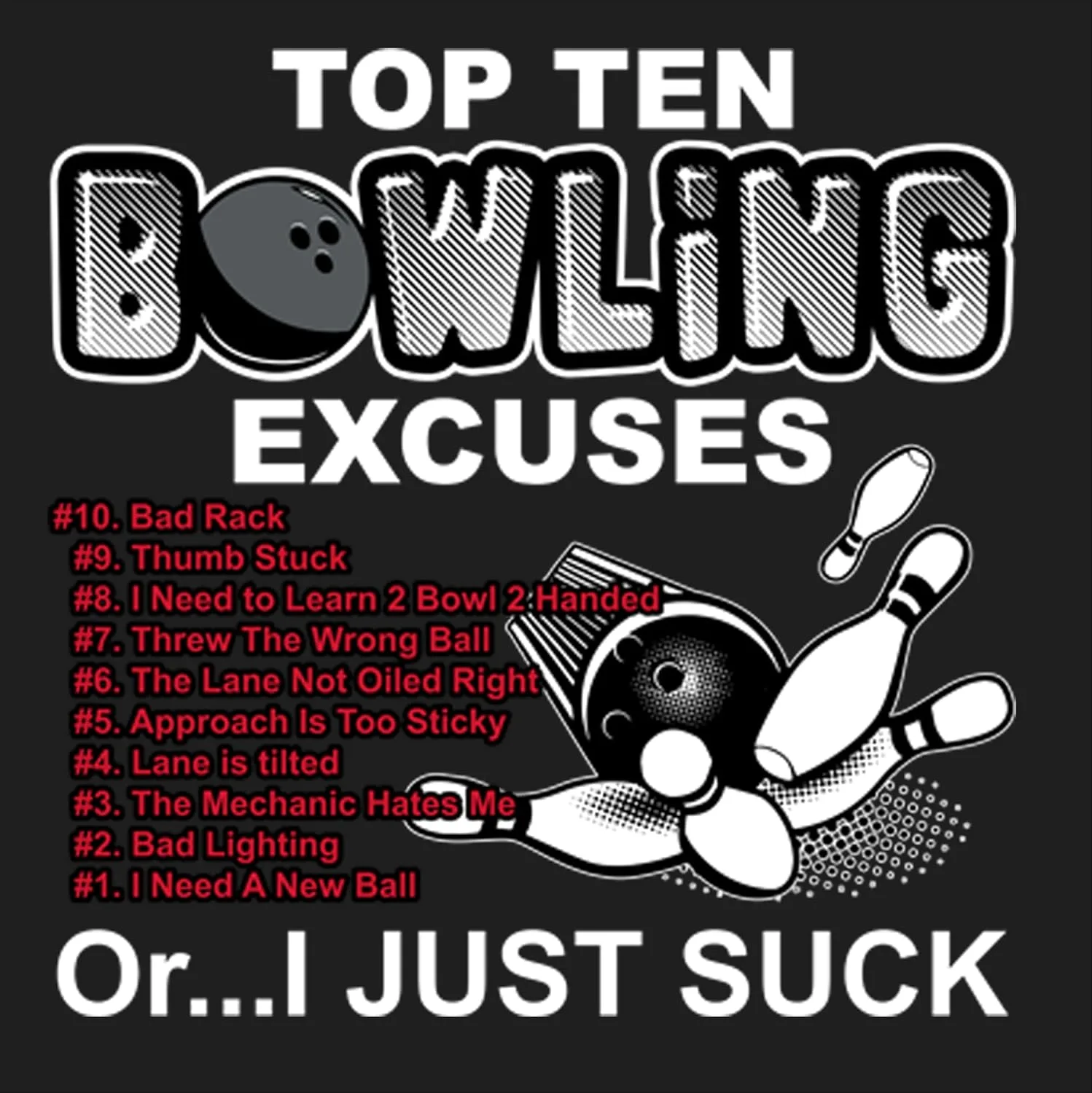 Футболка Top Ten Excuses Ice Gear Bowling — Black — фото 2