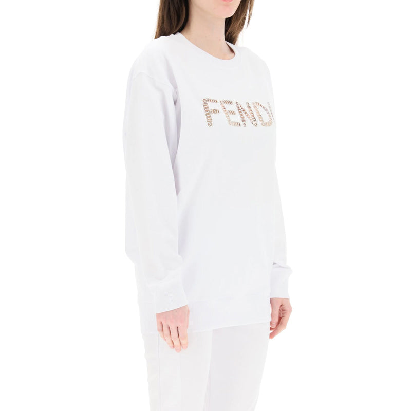 Худи (WMNS) FENDI Alphabet Logo Round Neck Long Sleeves Hoodie White — фото 2