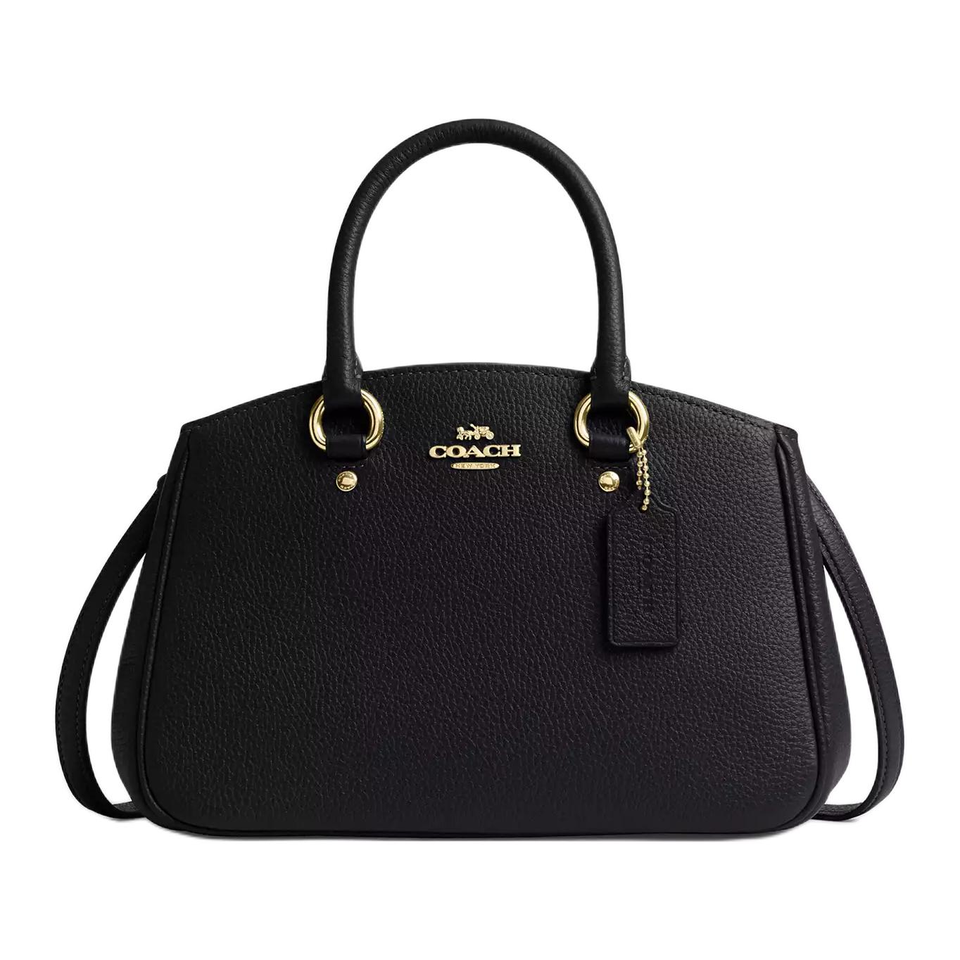 

COACH Женская черная кожаная сумка из личи с одним плечом