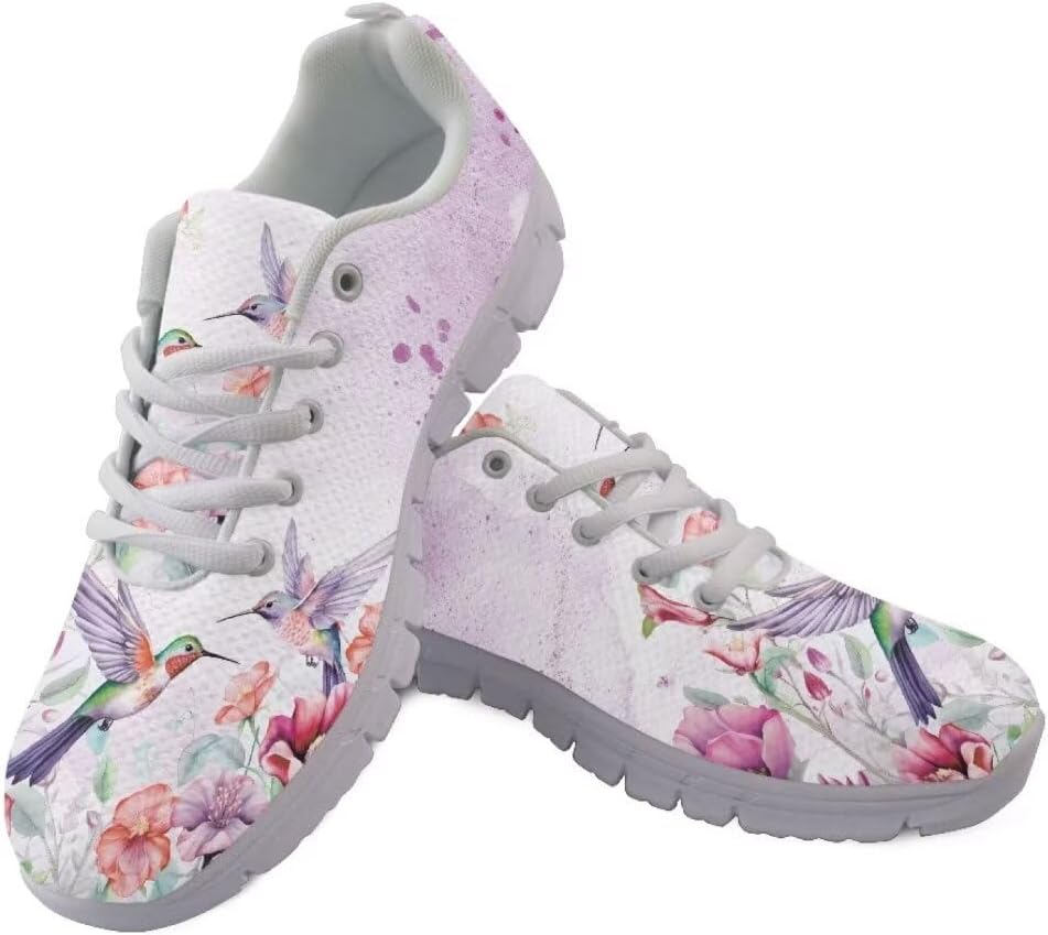 

Кроссовки для бега на открытом воздухе Jeiento для женщин и мужчин, легкая обувь для ходьбы, дышащие сетчатые кроссовки, унисекс, повседневная обувь, Wild Floral Hummingbird