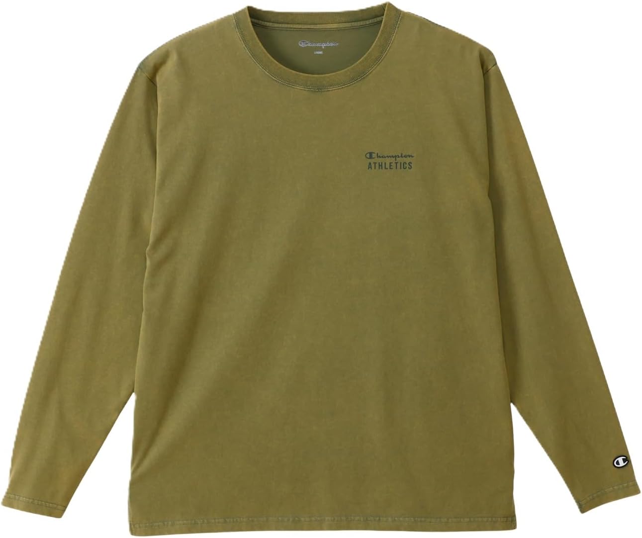

Мужская футболка Champion с длинными рукавами и круглым вырезом, RelaxFit, теплозащита, быстросохнущая, защита от УФ-излучения, логотип, спортивная одежда для тренировок, C3-CS402, зеленый
