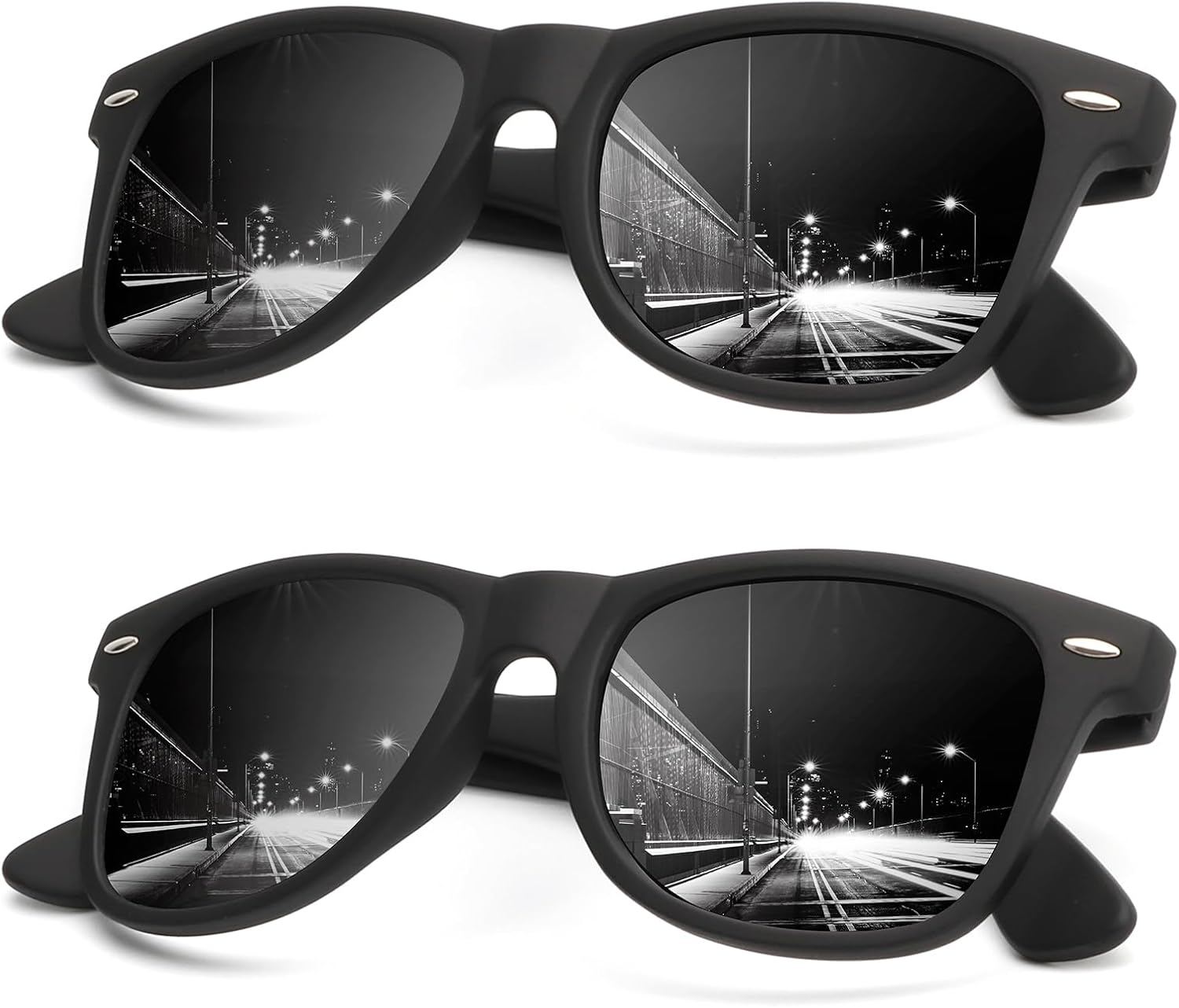 

Солнцезащитные очки KALIYADI для мужчин, поляризованные, унисекс, полуободковая оправа, ретро-стиль, для вождения, с защитой от УФ-излучения, B04- (2 Pack) Black /Black