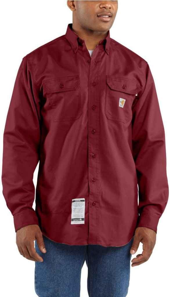

Carhartt мужская огнестойкая классическая рубашка из твила, Dark Crimson