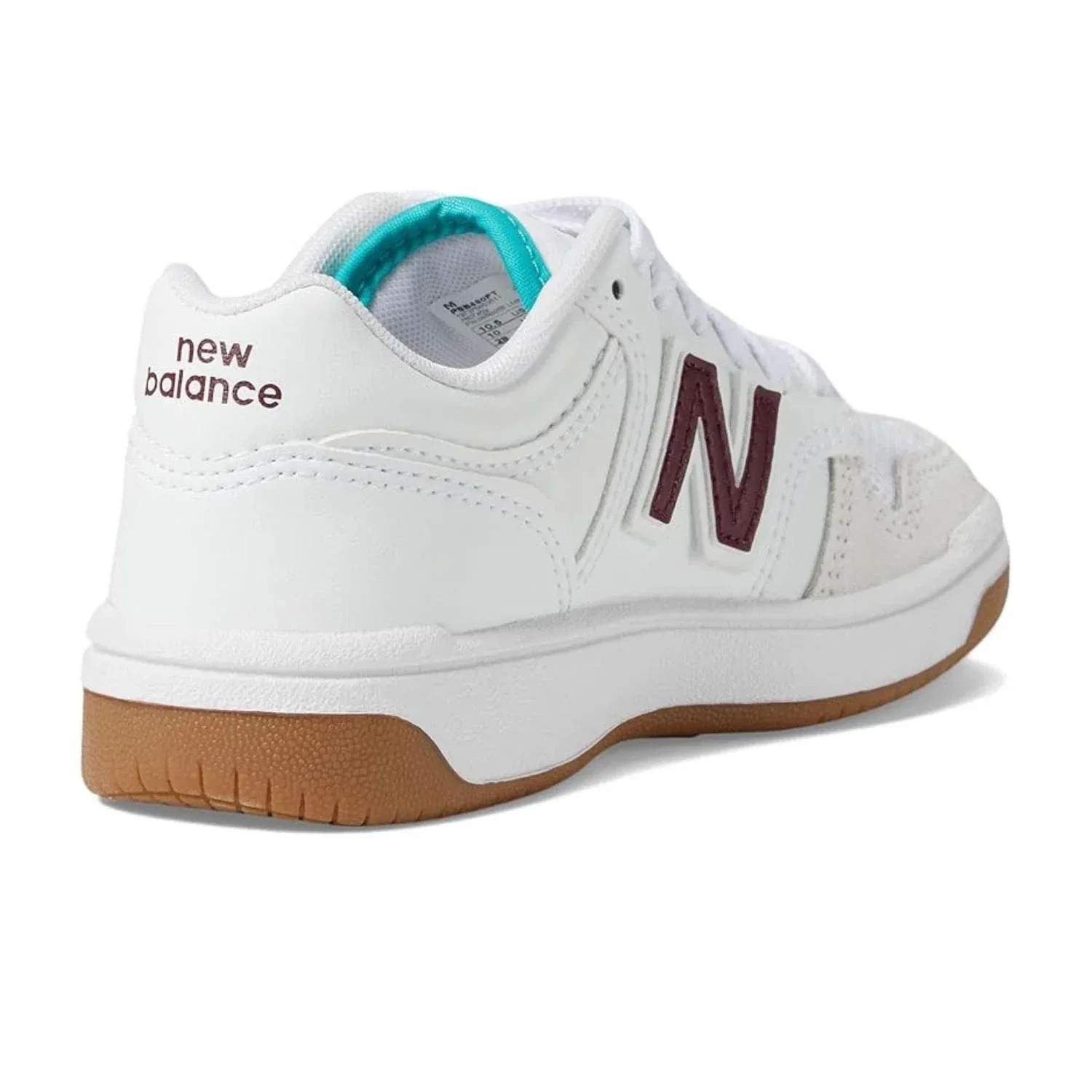 Кроссовки New Balance 480 PSB480FT, белые с бордовыми вставками, кожаные, HTAT599 — фото 3