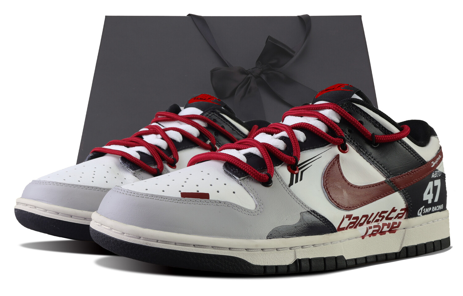 

Кроссовки Nike Dunk Skateboarding Shoes Men Low-top Red/Black/Gray/White, красный