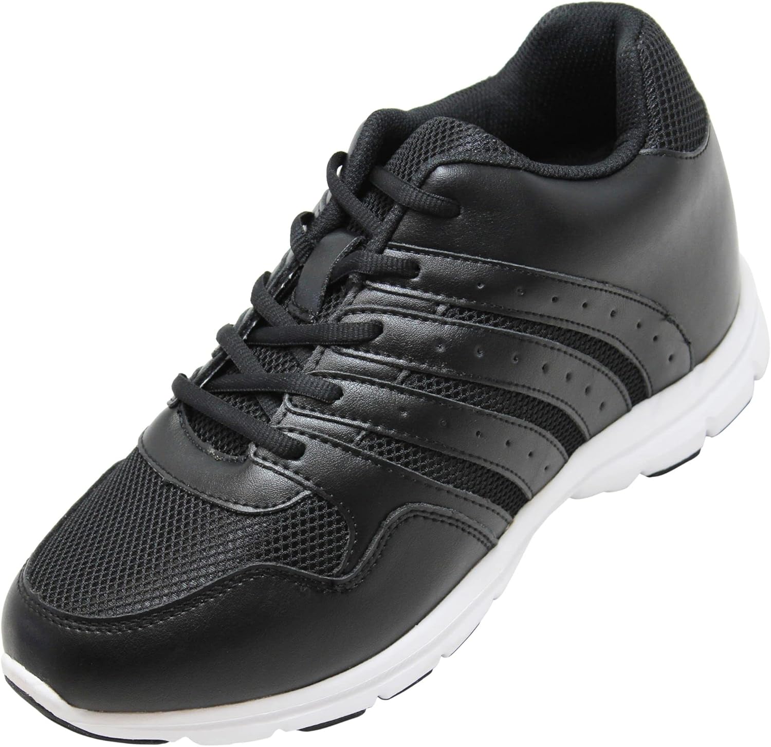 

Мужские невидимые обувь-лифтеры CALTO - Черные кожаные/сетчатые кроссовки на шнуровке, легкие спортивные кеды - увеличение роста на 8 см - G8817 - Размер 11 D(M) US