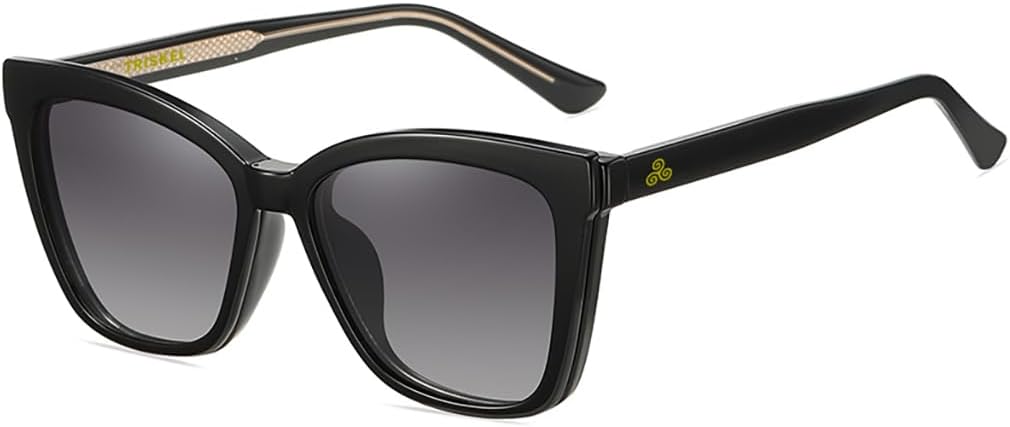 

Поляризованные солнцезащитные очки Monaco Cat-Eye с клипсой для мужчин и женщин, блокирующие синий свет и обеспечивающие защиту от УФ-излучения UV400 TRISKEL EYEWEAR, Black