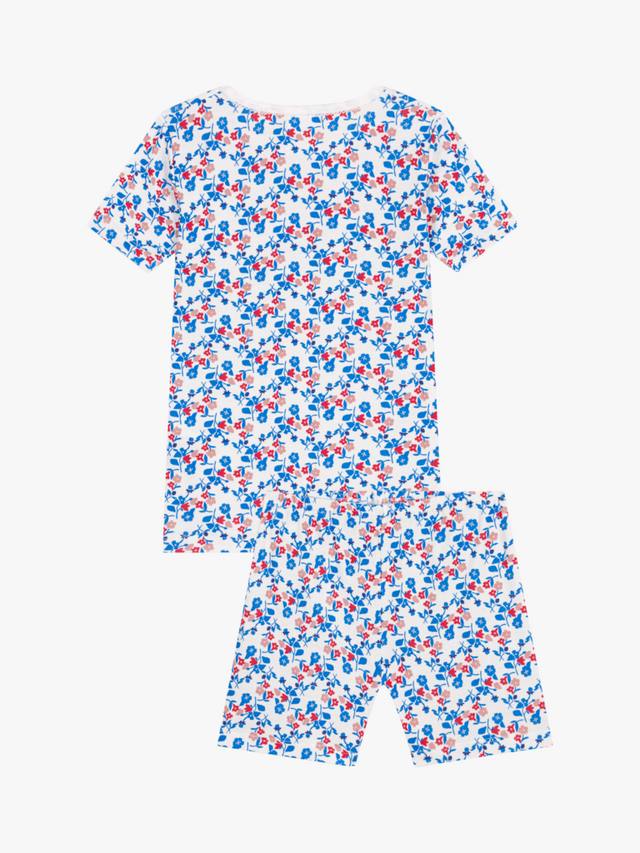 Детский хлопковый комплект пижамы с цветочным принтом шорти Petit Bateau, Marshmallow/Multico — фото 2