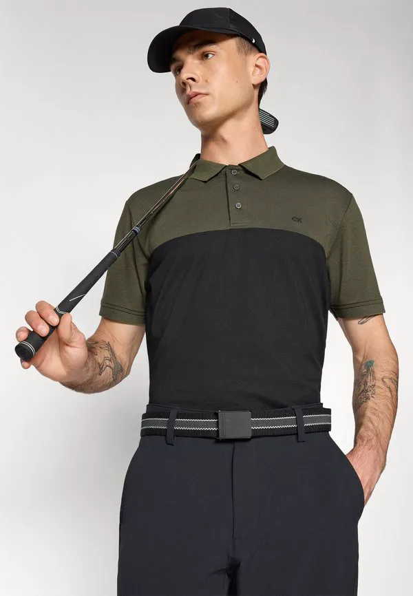 Рубашка-Поло с цветовыми блоками Calvin Klein Golf, Olive Marl/Black — фото 4