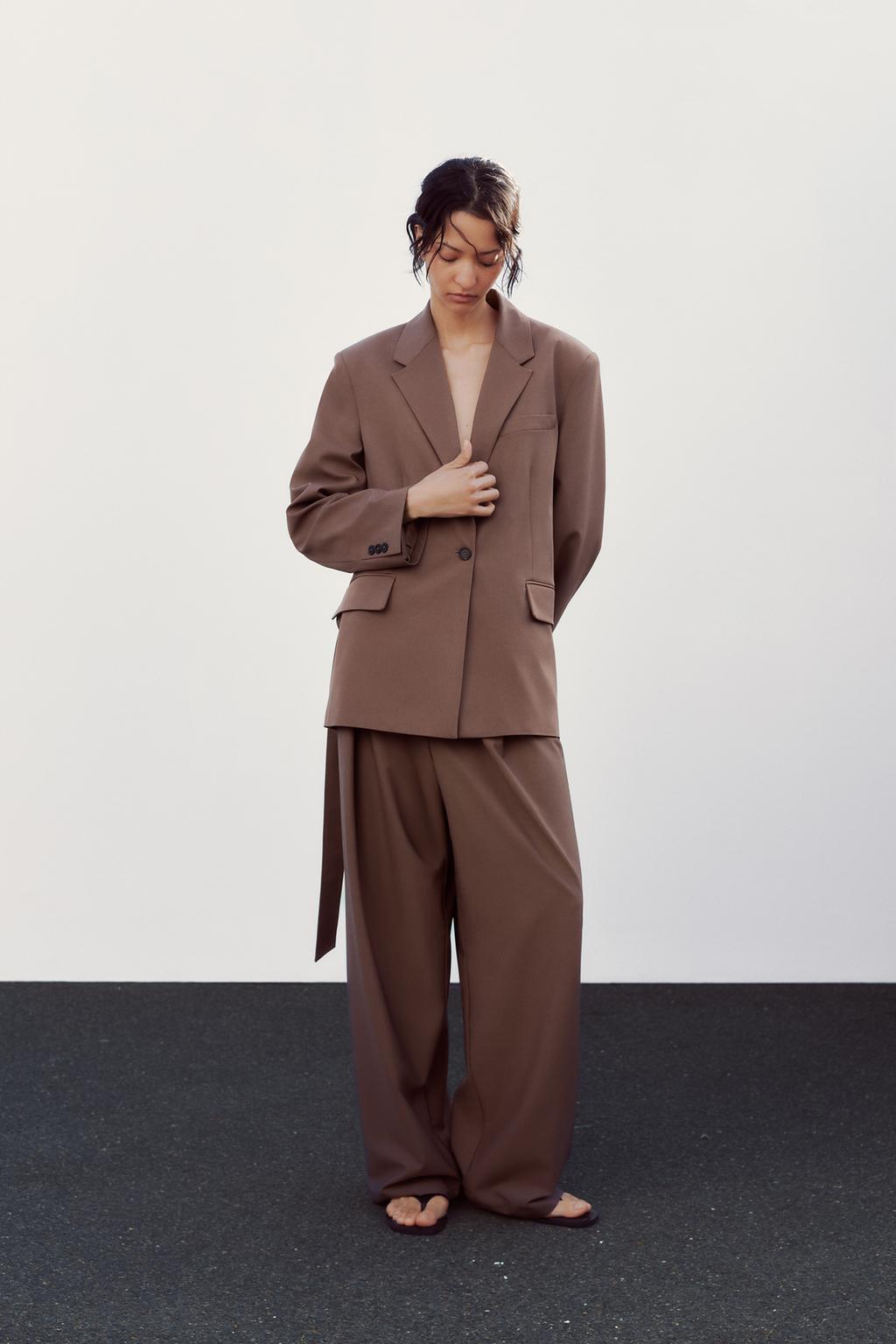 

Брюки с многопозиционной талией ZARA, цвет Light mink