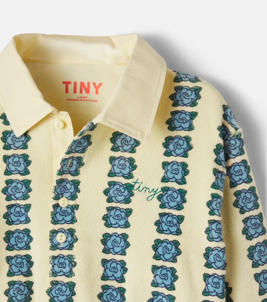 Поло из хлопковой махровой ткани с цветочным принтом Tinycottons, мультиколор — фото 3