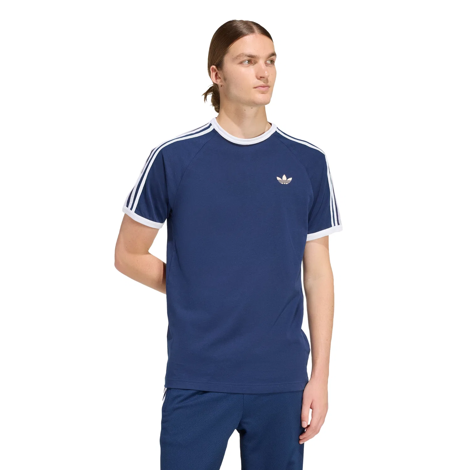 Мужская футболка с 3 полосками, цвета индиго, от Adidas — фото 4